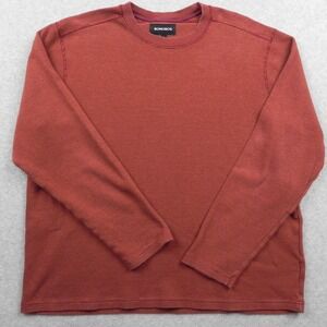 Bonobos Sweater Mens Large Thermal Waffle Knit Pullover Rust Orange‎ Long Sleeve